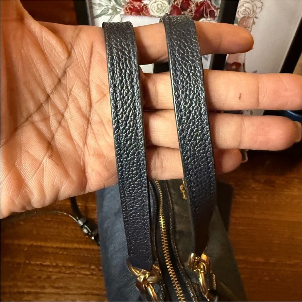 Coach Kelsey Satchel Denim and Black Leather trim Tote Bag - Picture 4 of 13